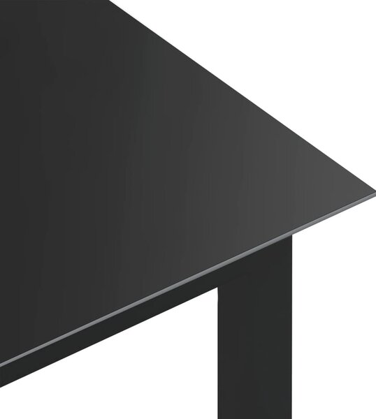 Black alumínium és üveg kerti asztal 150 x 90 x 74 cm