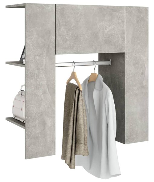 Betonszürke szerelt fa előszobaszekrény 97,5 x 37 x 99 cm