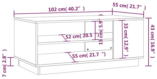 Fekete szerelt fa dohányzóasztal 102x55x43 cm