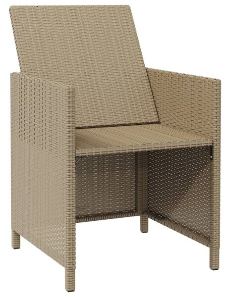 2 db bézs polyrattan kerti szék lábtartókkal