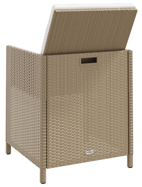 2 db bézs polyrattan kerti szék lábtartókkal