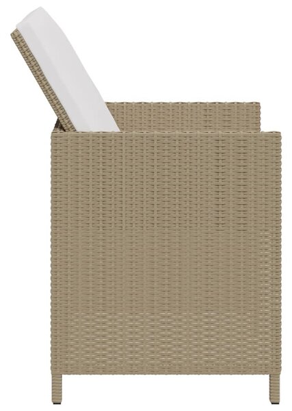 2 db bézs polyrattan kerti szék lábtartókkal