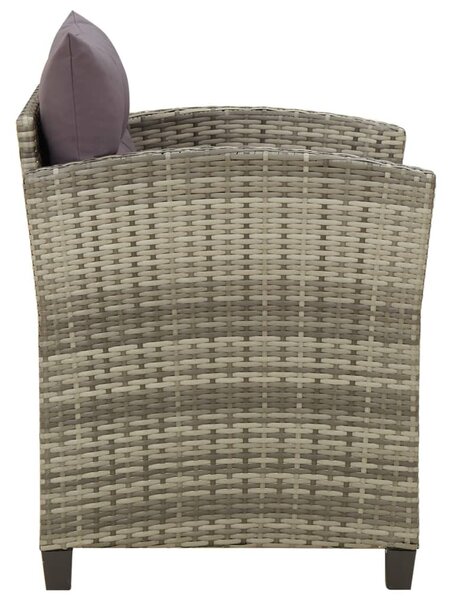 Szürke polyrattan kerti szék párnákkal