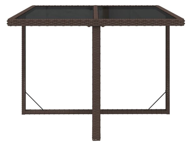 Barna polyrattan és üveg kerti asztal 109 x 107 x 74 cm