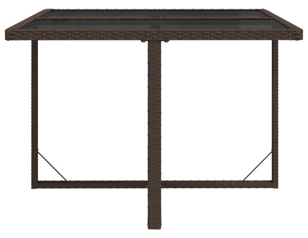 Barna polyrattan és üveg kerti asztal 109 x 107 x 74 cm
