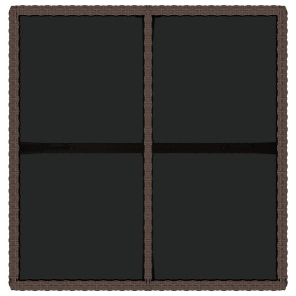 Barna polyrattan és üveg kerti asztal 109 x 107 x 74 cm