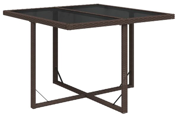 Barna polyrattan és üveg kerti asztal 109 x 107 x 74 cm