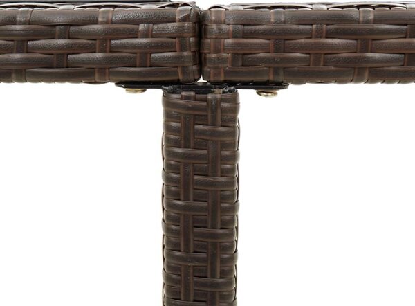 Barna polyrattan és üveg kerti asztal 109 x 107 x 74 cm