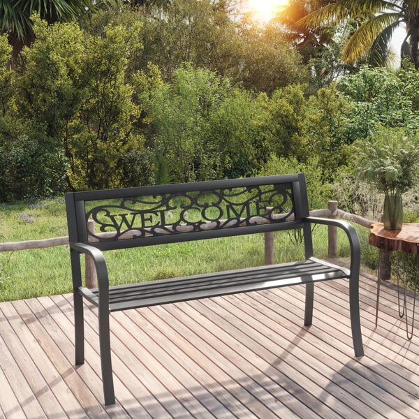 VidaXL fekete acél kerti pad 125 cm