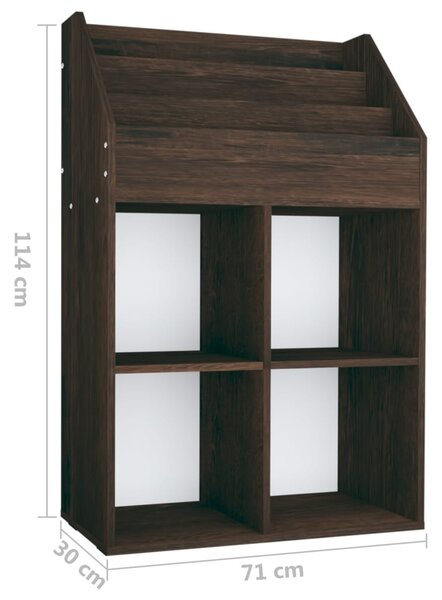 Füstös tölgy színű szerelt fa gyerek újságtartó 71x30x114 cm