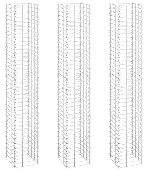 VidaXL 3 db vas gabion magaságyás 30 x 30 x 200 cm