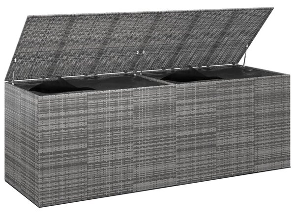 Szürke polyrattan kerti párnatartó doboz 291 x 100,5 x 104 cm