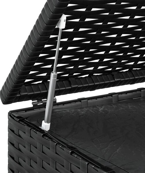 Fekete polyrattan kerti párnatartó doboz 100 x 49 x 103,5 cm