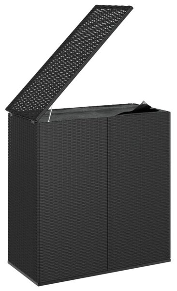 Fekete polyrattan kerti párnatartó doboz 100 x 49 x 103,5 cm