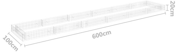 VidaXL horganyzott acél gabion magaságyás 600 x 100 x 20 cm