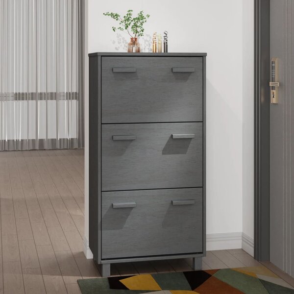 HAMAR sötétszürke tömör fenyőfa cipőszekrény 59,5 x 35 x 117 cm