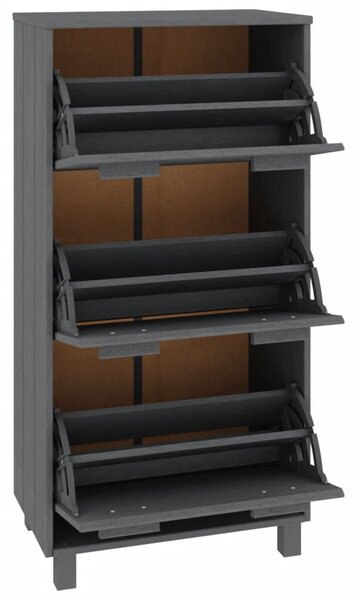 HAMAR sötétszürke tömör fenyőfa cipőszekrény 59,5 x 35 x 117 cm
