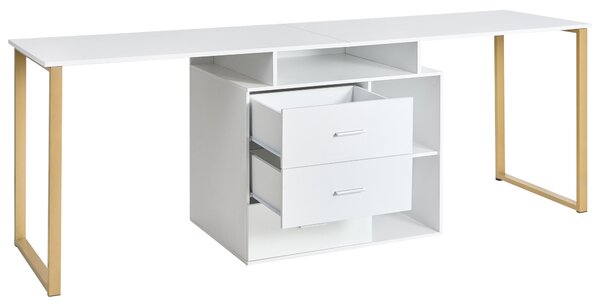 Állítható íróasztal ASHMORE 165/220 cm x 55 cm Fehér
