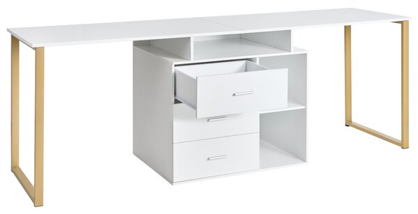 Állítható íróasztal ASHMORE 165/220 cm x 55 cm Fehér