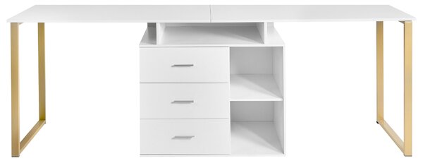 Állítható íróasztal ASHMORE 165/220 cm x 55 cm Fehér