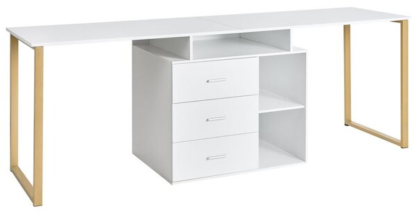 Állítható íróasztal ASHMORE 165/220 cm x 55 cm Fehér