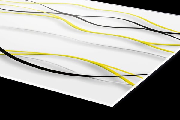 Plexi a konyhapult mögött sárga hullámok - 60 x 60 cm