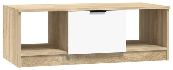 Fehér és sonoma színű szerelt fa dohányzóasztal 102x50x36 cm