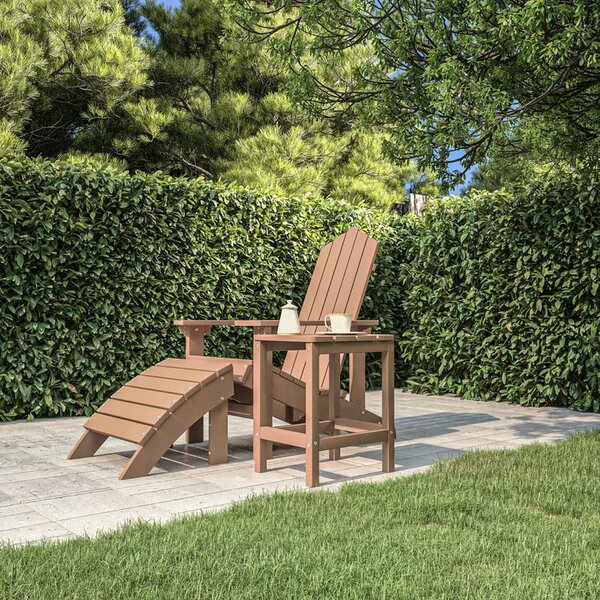 Barna HDPE kerti Adirondack asztal 38 x 38 x 46 cm