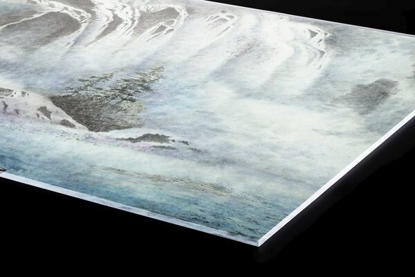 Plexi a konyhapult mögött egy vízesés festménye - 60 x 60 cm