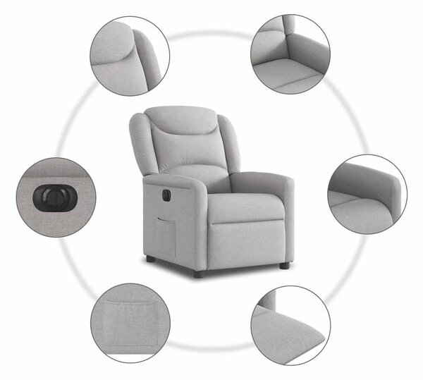 Felhőszürke szövet elektromos dönthető fotel