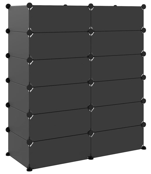 Fekete polipropilén cipőtartó 94,5x36,5x106 cm