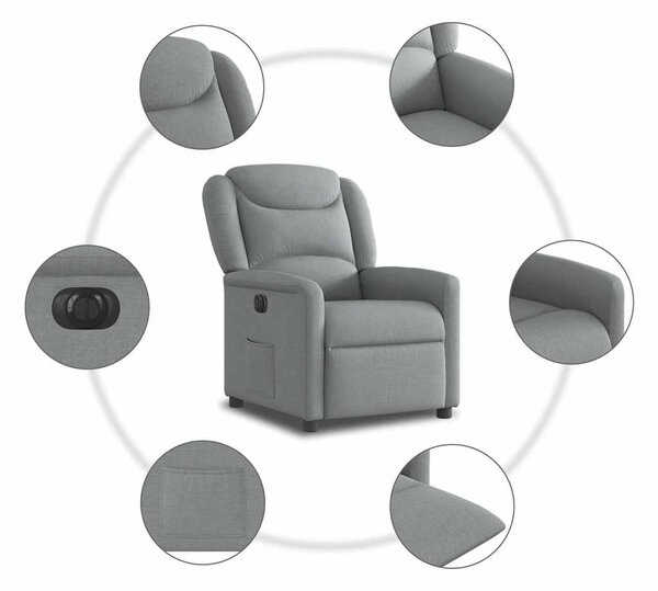 Világosszürke szövet elektromos dönthető fotel