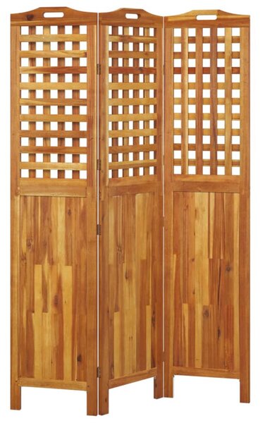3 paneles tömör akácfa térelválasztó 121,5x2x180 cm
