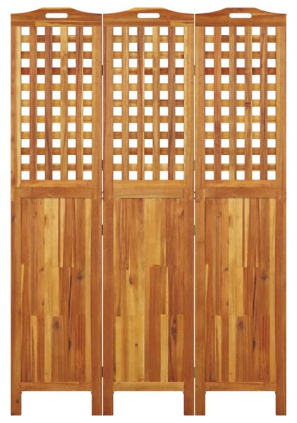 3 paneles tömör akácfa térelválasztó 121,5x2x180 cm