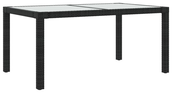 Fekete polyrattan és edzett üveg kerti asztal 150 x 90 x 75 cm