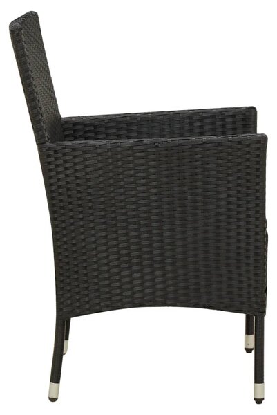 4 db fekete polyrattan kerti szék párnával