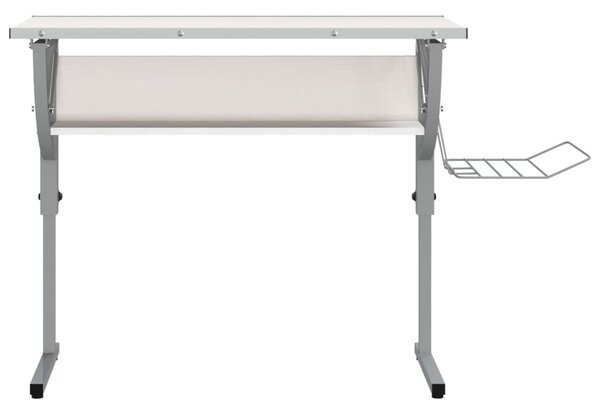 Fehér-szürke szerelt fa és acél íróasztal 110 x 53 x (58-87) cm