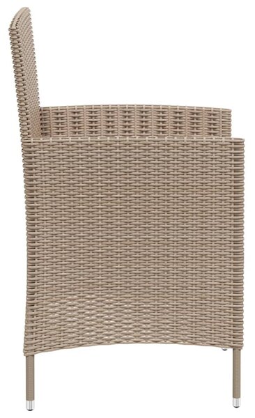 4 db bézs polyrattan kerti szék párnával