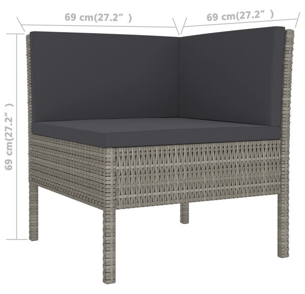 9 részes szürke polyrattan kerti ülőgarnitúra párnákkal