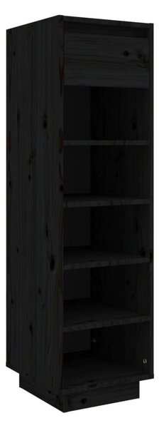 Fekete tömör fenyőfa cipőszekrény 34 x 30 x 105 cm