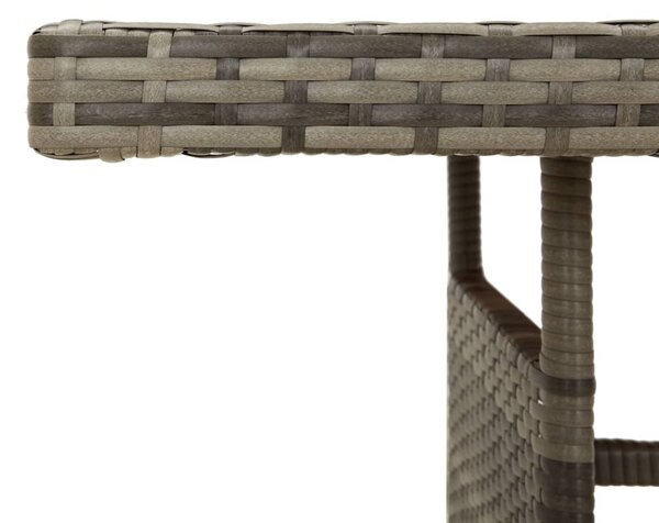 Szürke polyrattan és tömör akácfa kerti asztal 160 x 70 x 72 cm