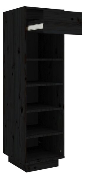 Fekete tömör fenyőfa cipőszekrény 34 x 30 x 105 cm