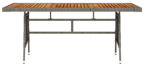 Szürke polyrattan és tömör akácfa kerti asztal 160 x 70 x 72 cm
