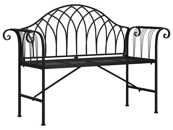 Kétszemélyes fekete acél kerti pad 128 cm