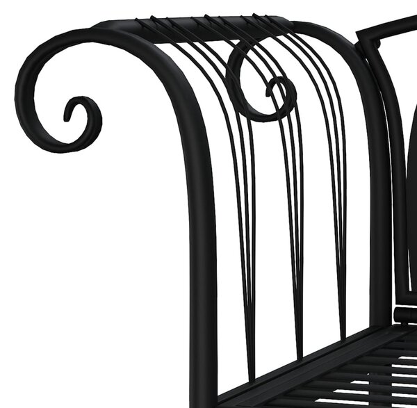 Kétszemélyes fekete acél kerti pad 128 cm
