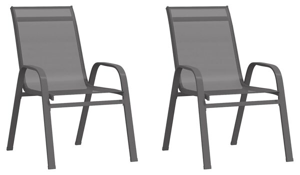 2 db szürke textilén rakásolható kerti szék