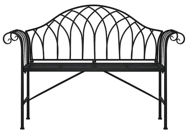 Kétszemélyes fekete acél kerti pad 128 cm