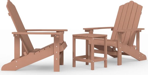 Barna HDPE kerti adirondack székek asztallal