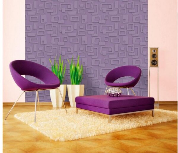 Luxus nem szőtt tapéta lila retro geometriai formák