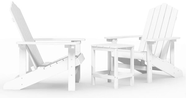 Fehér HDPE kerti adirondack székek asztallal